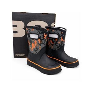 BOGS Toddler Kids Neo Camo Waterproof Insulated Rain Boots Size 8 Black Orange